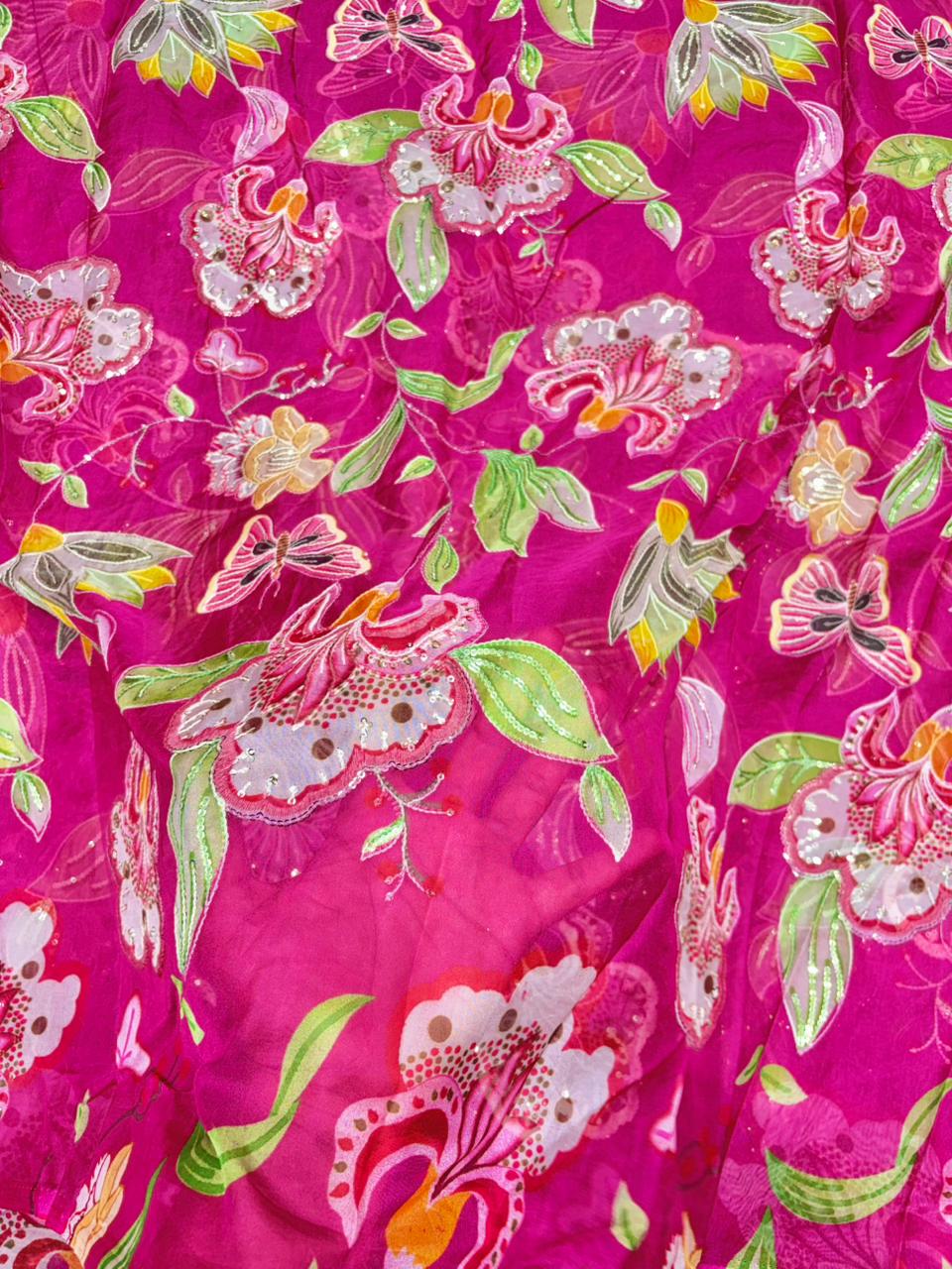 Butterfly Garden | Premium Soft Organza Silk width 44
