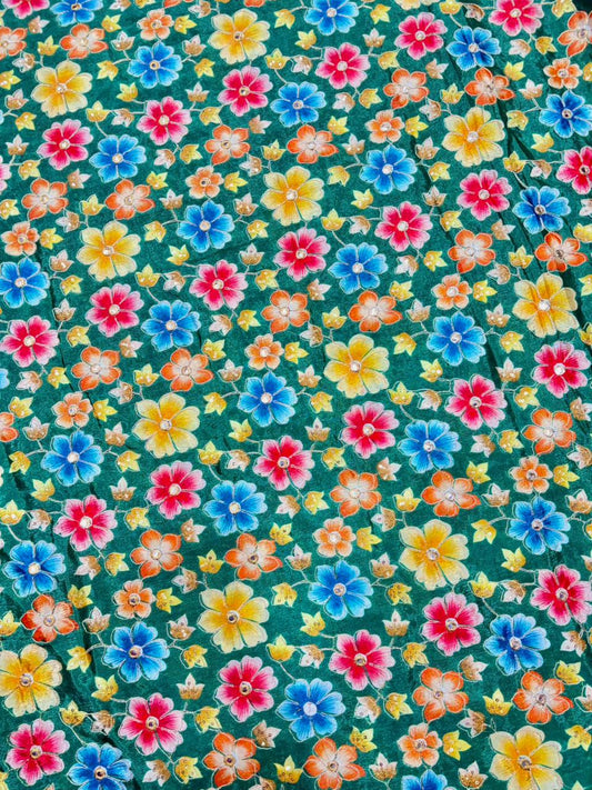 Beautiful 😍 Pure Chenin fabrics flower desing 44inch width
