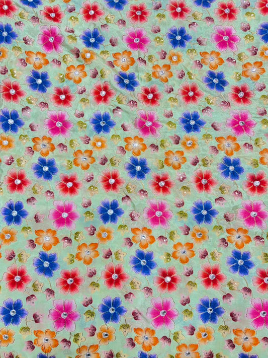 Beautiful 😍 Pure Chenin fabrics flower desing 44inch width