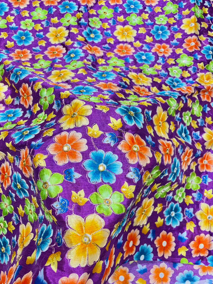 Beautiful 😍 Pure Chenin fabrics flower desing 44inch width