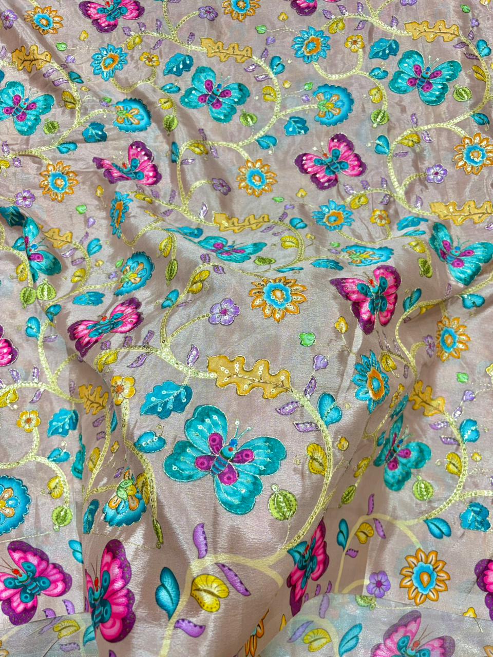 Beautiful 😍 Pure Chenin fabrics flower desing 44inch width