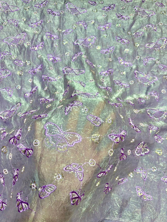 Luxury Imported Fendy Fabric – Regal Butterfly Sequin Art width 44