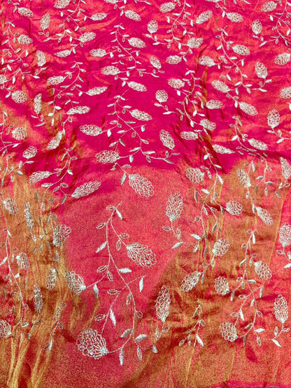 Regal Viscose Tissue fabrics – Exquisite Beadwork & Floral Artistry  Width 44