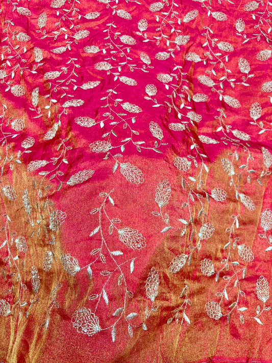 Regal Viscose Tissue fabrics – Exquisite Beadwork & Floral Artistry  Width 44