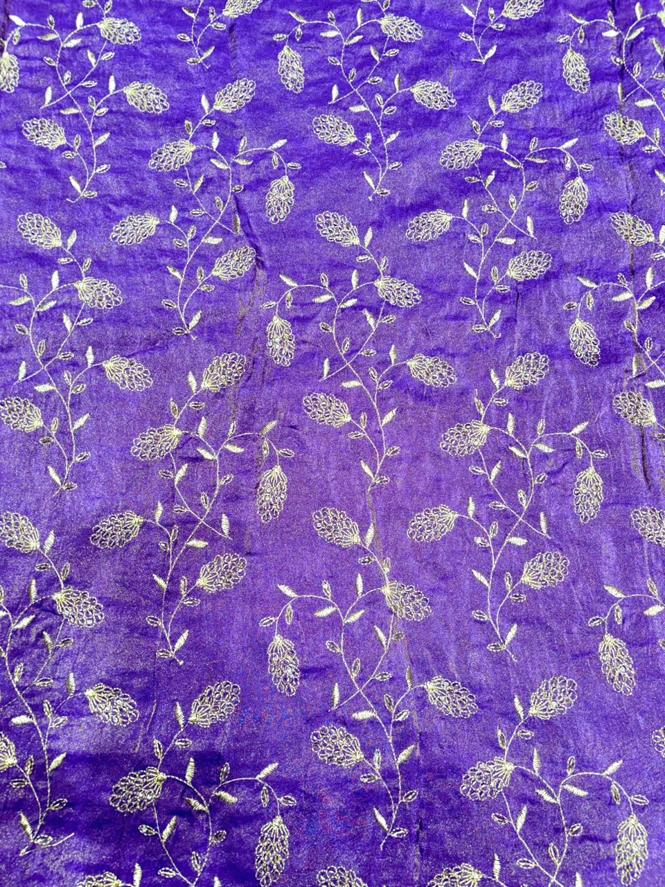 Regal Viscose Tissue fabrics – Exquisite Beadwork & Floral Artistry  Width 44