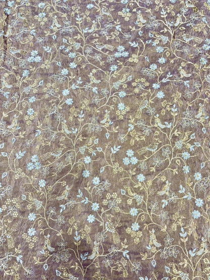 Regal Viscose Tissue fabrics – Exquisite Beadwork & Floral Artistry  Width 44