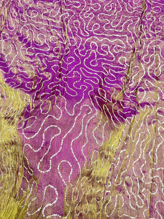 Regal Viscose Tissue fabrics – Exquisite Beadwork & Floral Artistry  Width 44