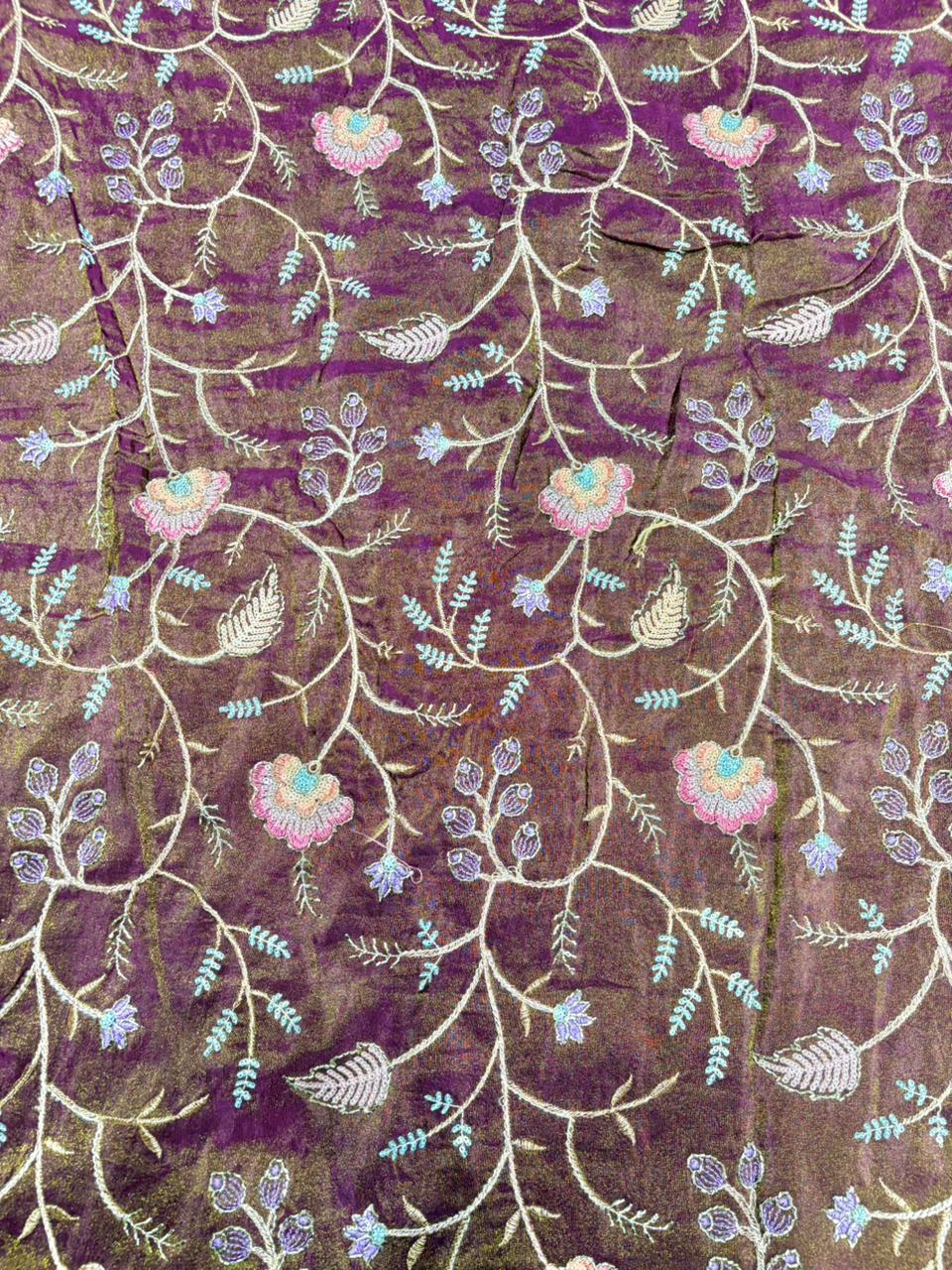 Regal Viscose Tissue fabrics – Exquisite Beadwork & Floral Artistry  Width 44