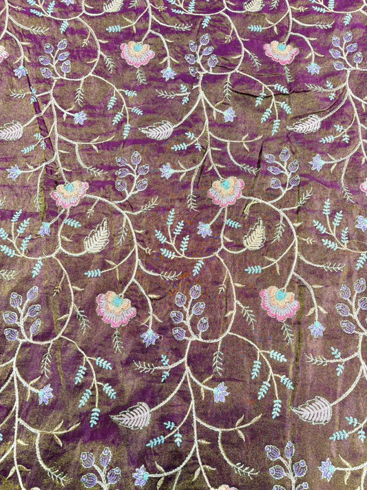 Regal Viscose Tissue fabrics – Exquisite Beadwork & Floral Artistry  Width 44