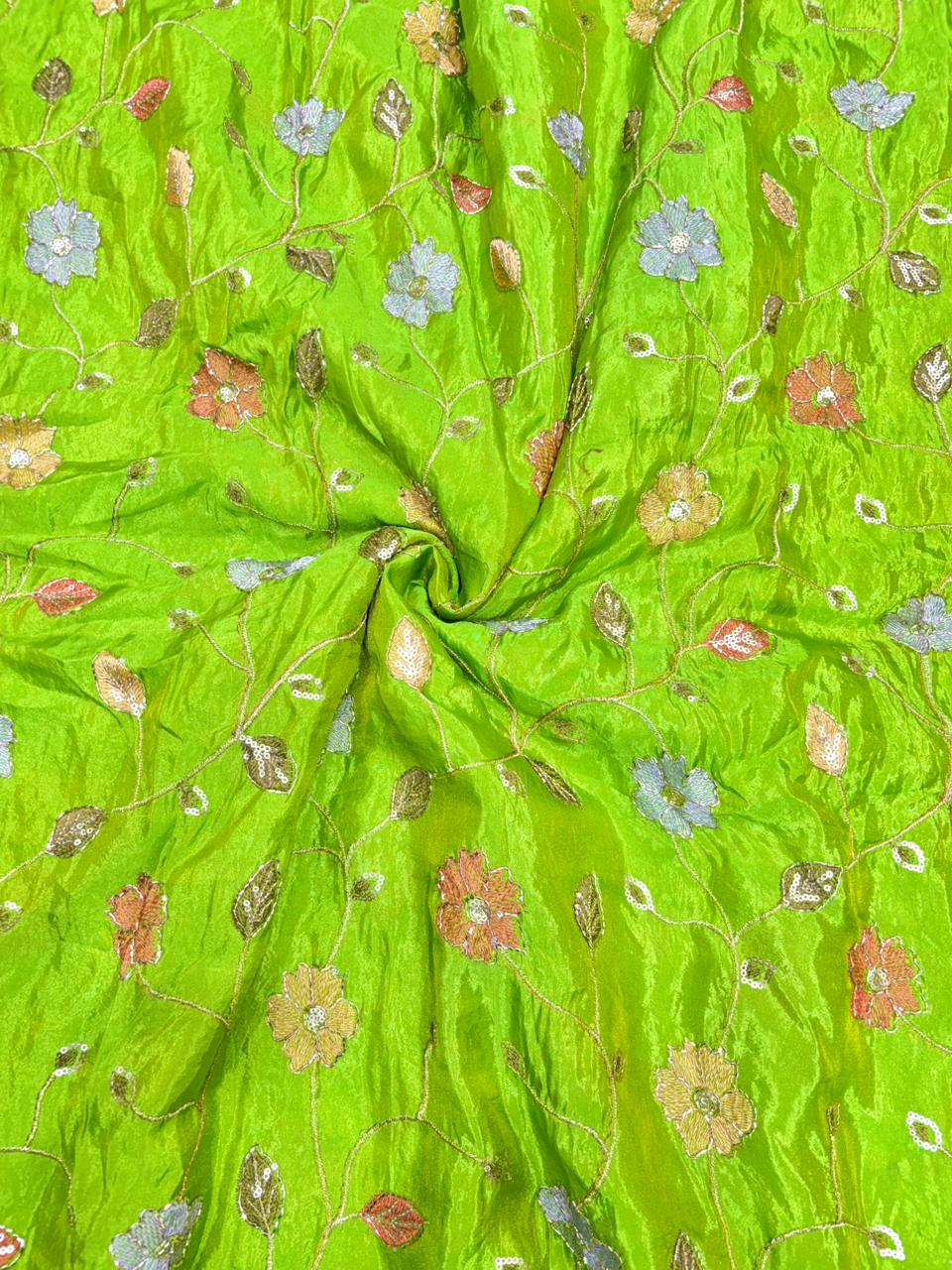 Regal Viscose Tissue fabrics – Exquisite Beadwork & Floral Artistry  Width 44