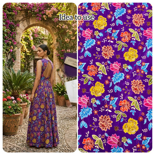 Regal Natural Crepe – Luxe Floral Sequin & Beadwork Art width 44