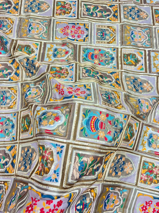 Regal Natural Crepe – Luxe Floral Sequin & Beadwork Art width 44