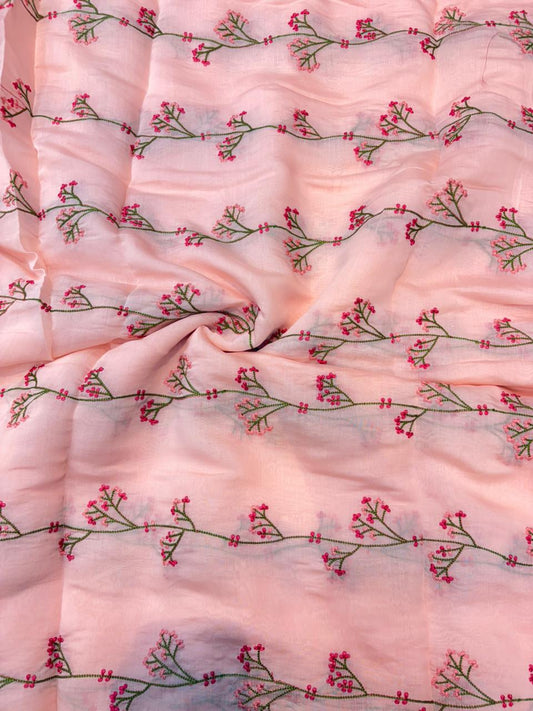 This premium fabric is a Floral Embroidered Pashmina Silk width 44