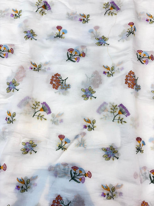 This premium fabric is a Floral Embroidered Pashmina Silk width 44