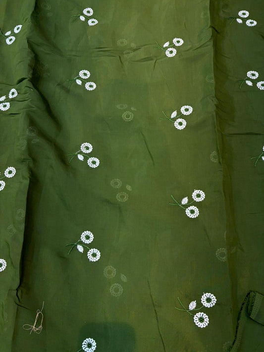 This premium fabric is a Floral Embroidered Pashmina Silk width 44