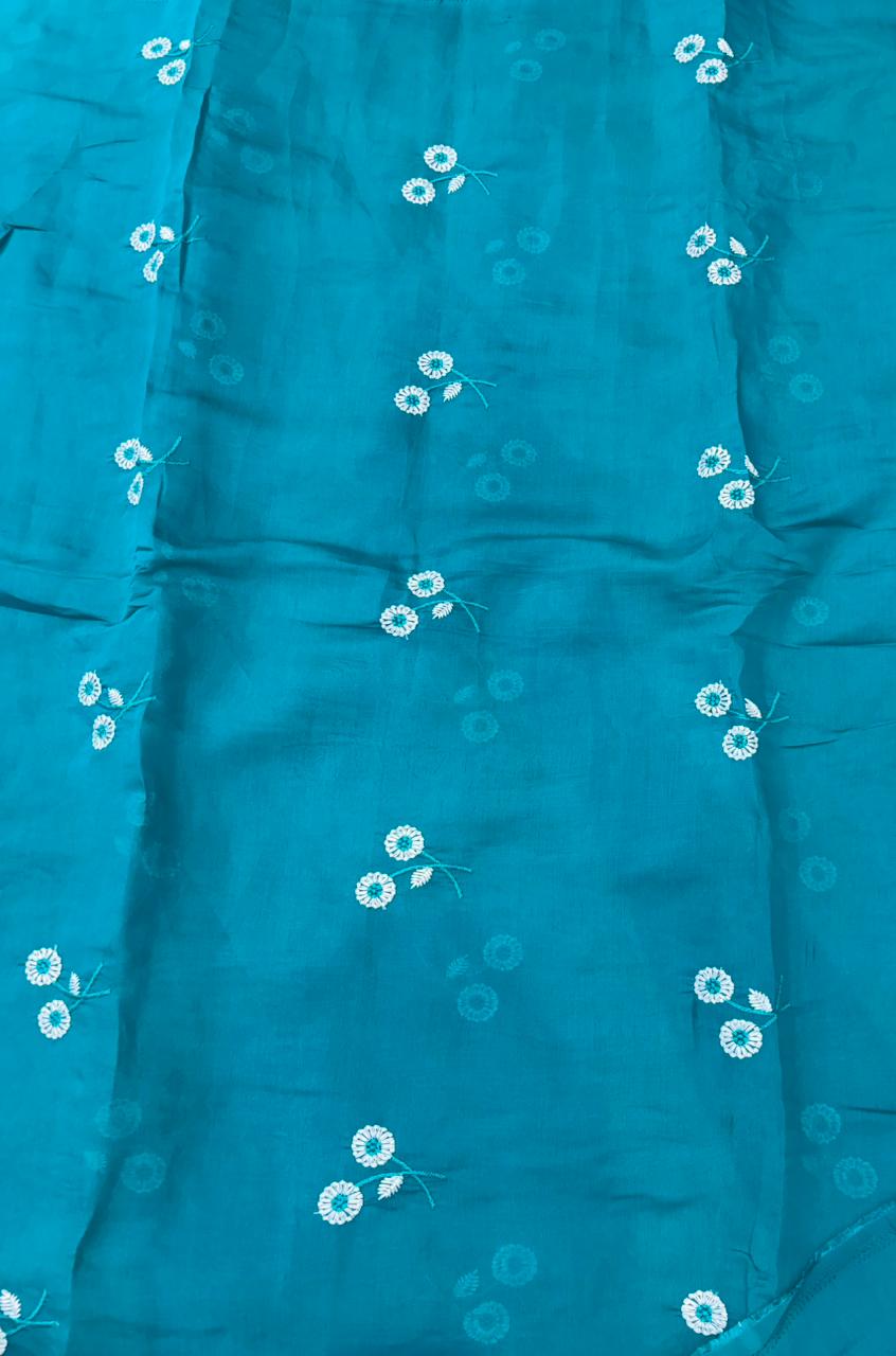 This premium fabric is a Floral Embroidered Pashmina Silk width 44