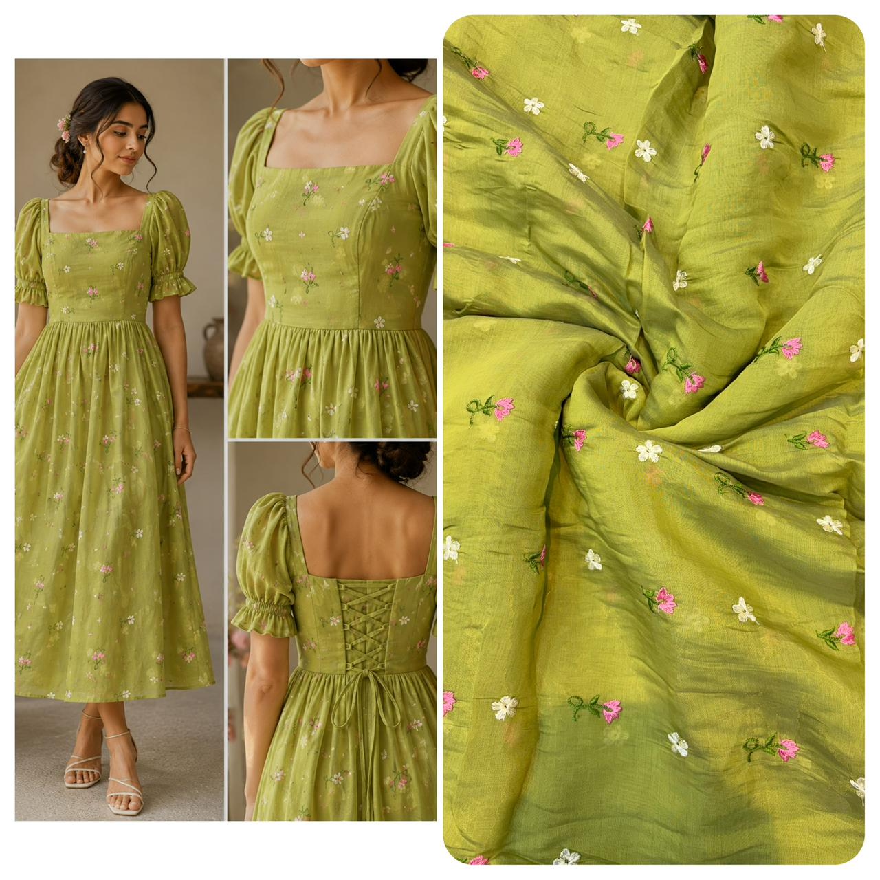 This premium fabric is a Floral Embroidered mulchandari  width 44