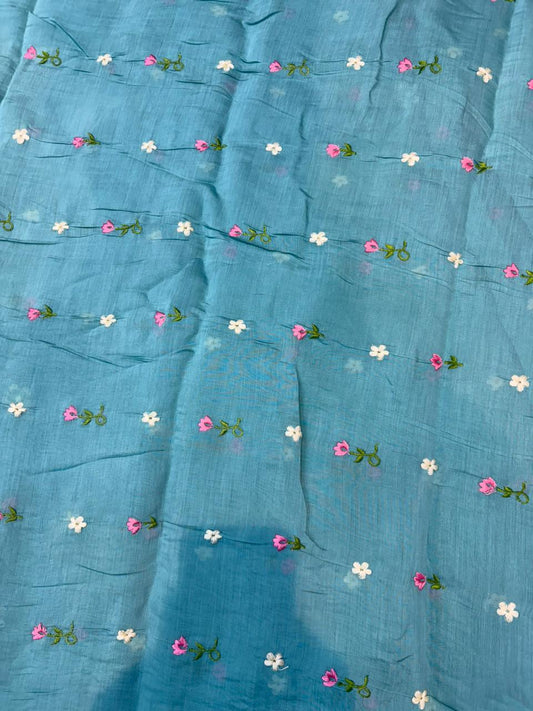 This premium fabric is a Floral Embroidered mulchandari  width 44