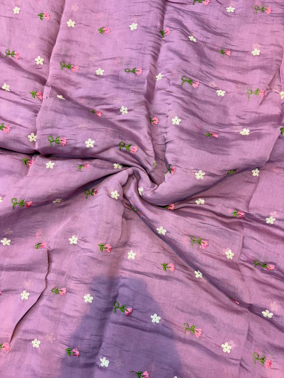 This premium fabric is a Floral Embroidered mulchandari  width 44