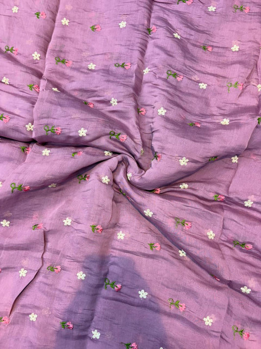 This premium fabric is a Floral Embroidered mulchandari  width 44