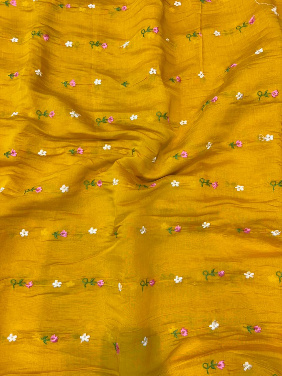 This premium fabric is a Floral Embroidered mulchandari  width 44