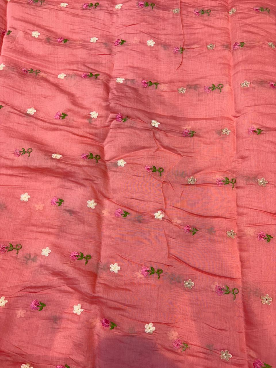 This premium fabric is a Floral Embroidered mulchandari  width 44
