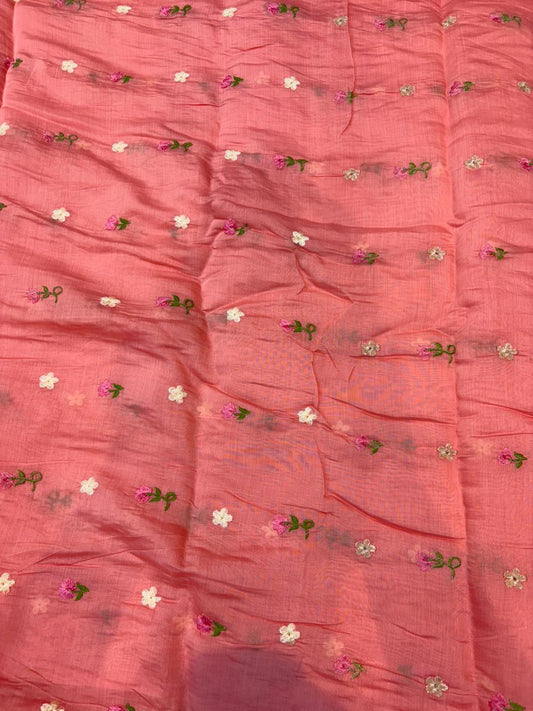 This premium fabric is a Floral Embroidered mulchandari  width 44