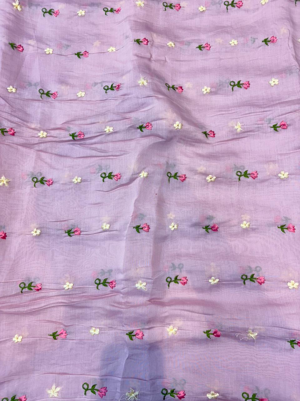 This premium fabric is a Floral Embroidered mulchandari  width 44