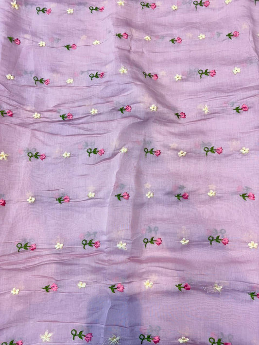 This premium fabric is a Floral Embroidered mulchandari  width 44