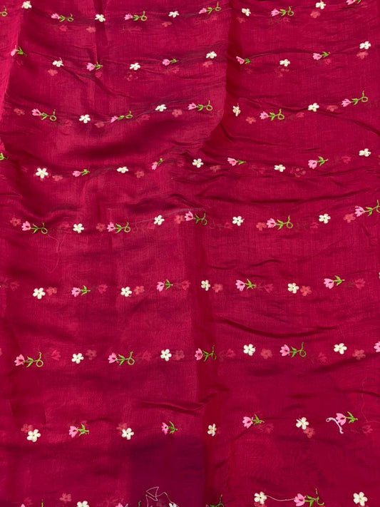 This premium fabric is a Floral Embroidered mulchandari  width 44