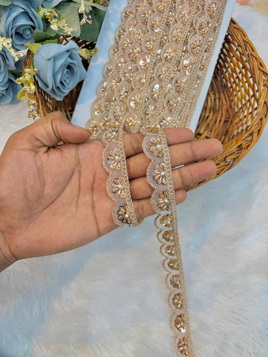 Rose gold  Blossom Handcrafted Lace (pack of 9 metrr )