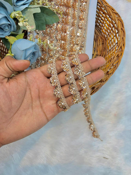 Rose gold  Blossom Handcrafted Lace (pack of 9 metrr )
