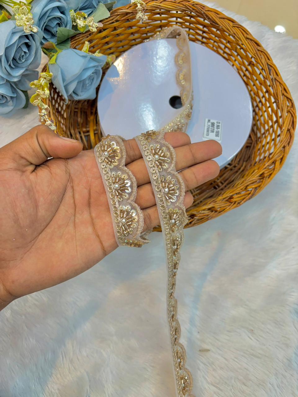 Rose gold  Blossom Handcrafted Lace (pack of 9 metrr )