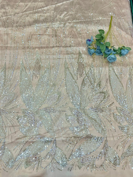 Luxury Dream Petals Glitter Mesh Fabric width60