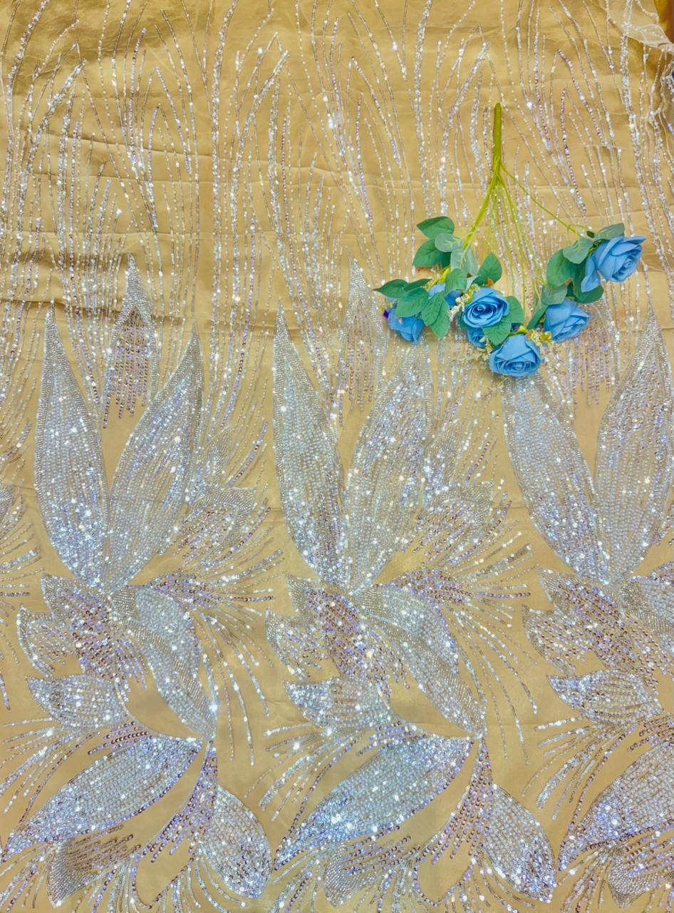 Luxury Dream Petals Glitter Mesh Fabric width60