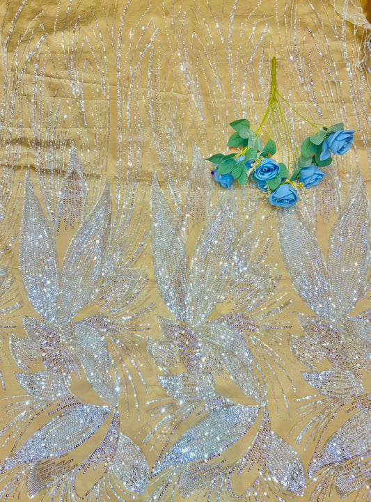 Luxury Dream Petals Glitter Mesh Fabric width60
