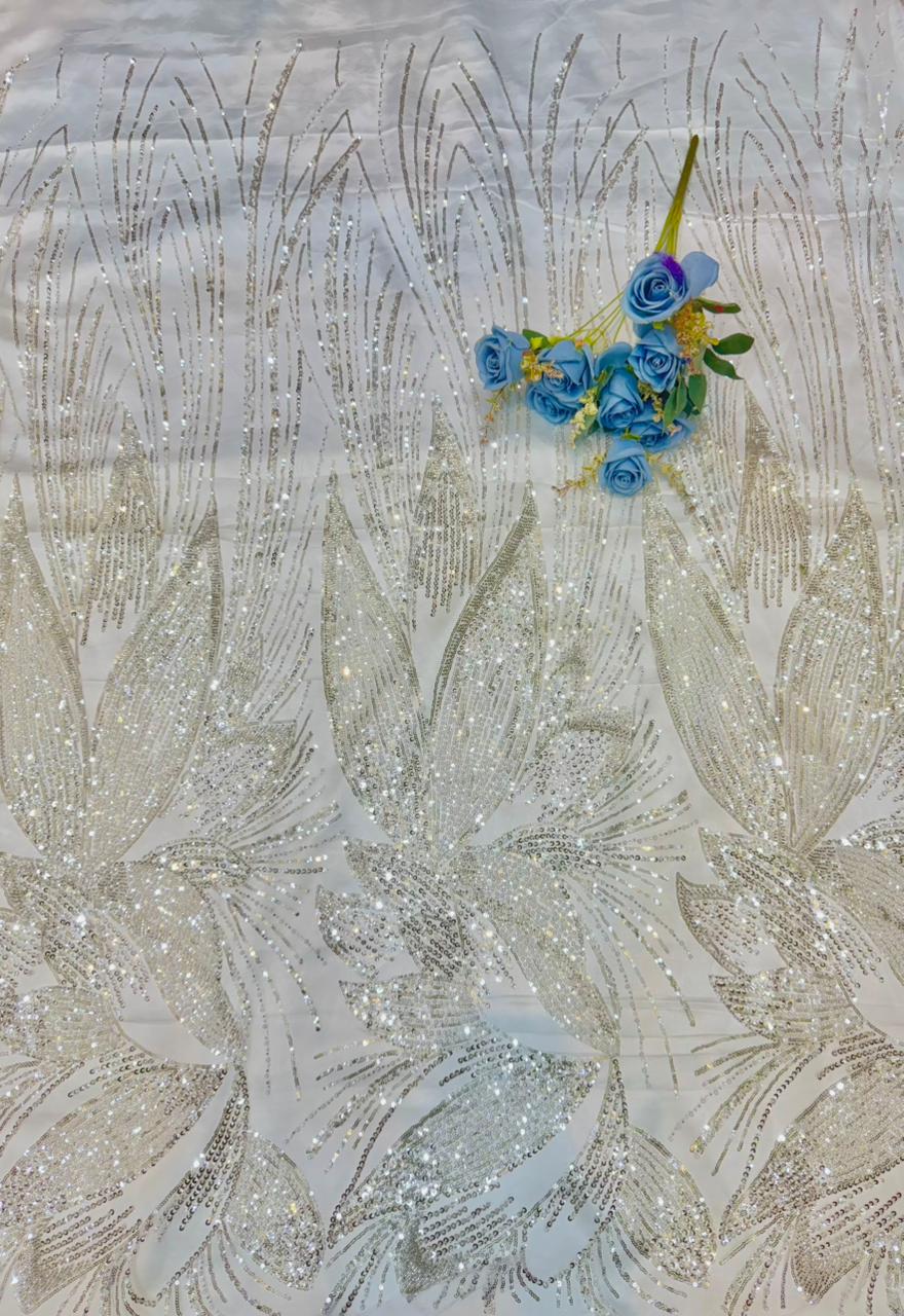 Luxury Dream Petals Glitter Mesh Fabric width60