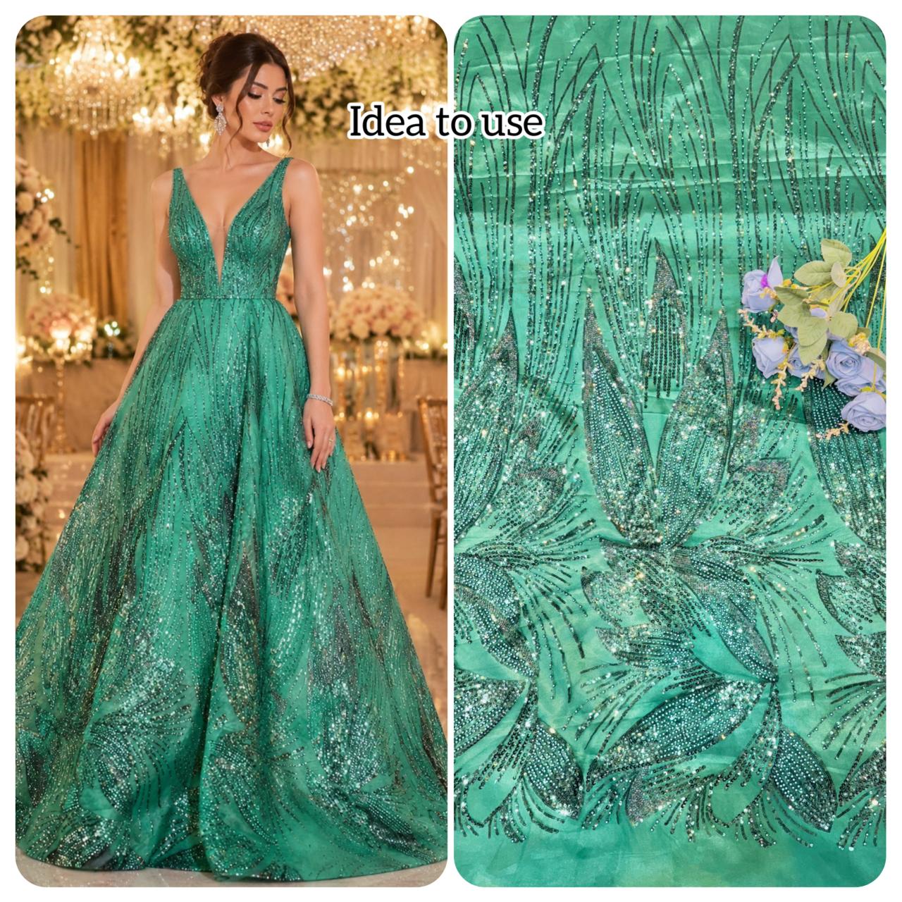 Luxury Dream Petals Glitter Mesh Fabric width60