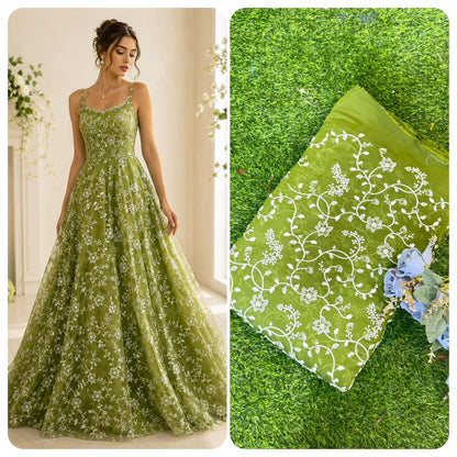 Summer Bloom Embroidered Pashmina Silk width 44