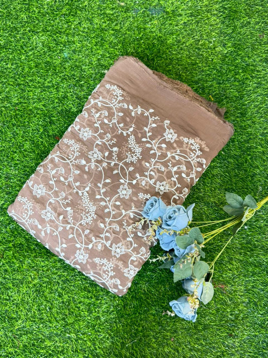 Summer Bloom Embroidered Pashmina Silk width 44