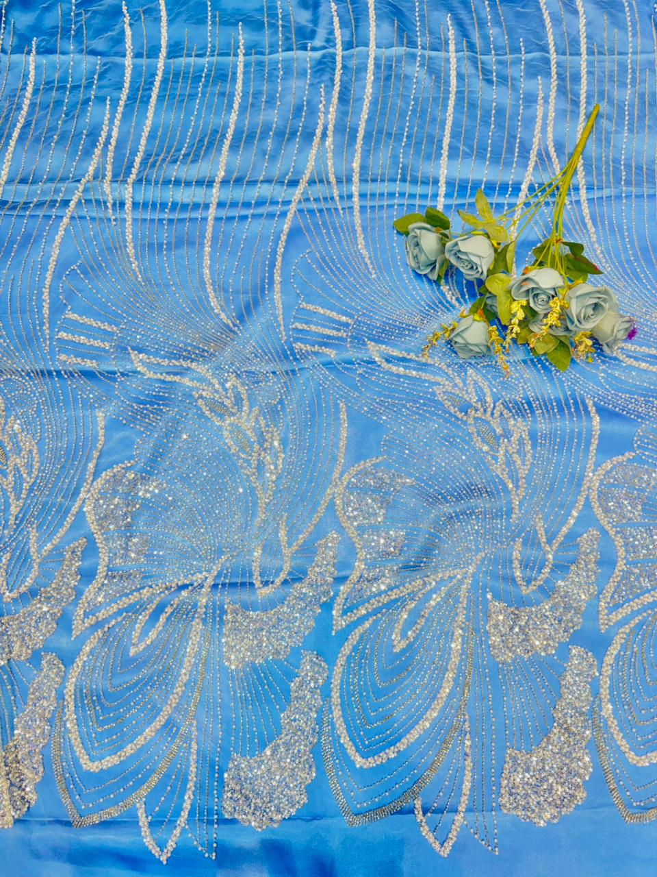 Luxury Dream Petals Glitter Mesh Fabric width60