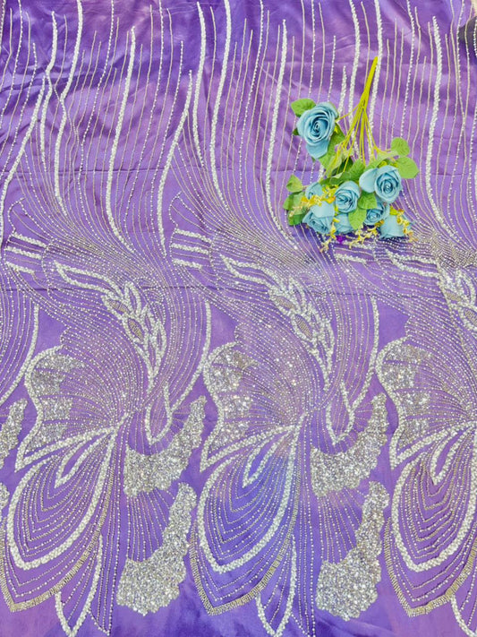 Luxury Dream Petals Glitter Mesh Fabric width60
