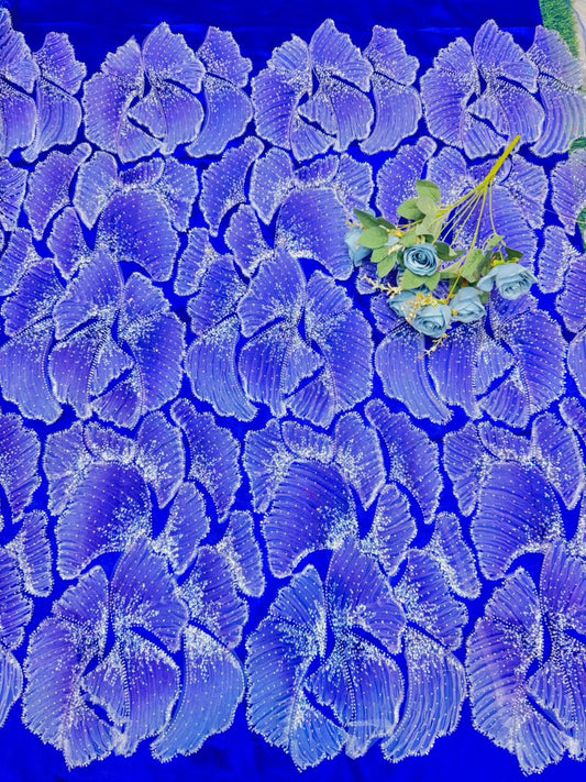 Luxury Dream Petals Glitter Mesh Fabric width60
