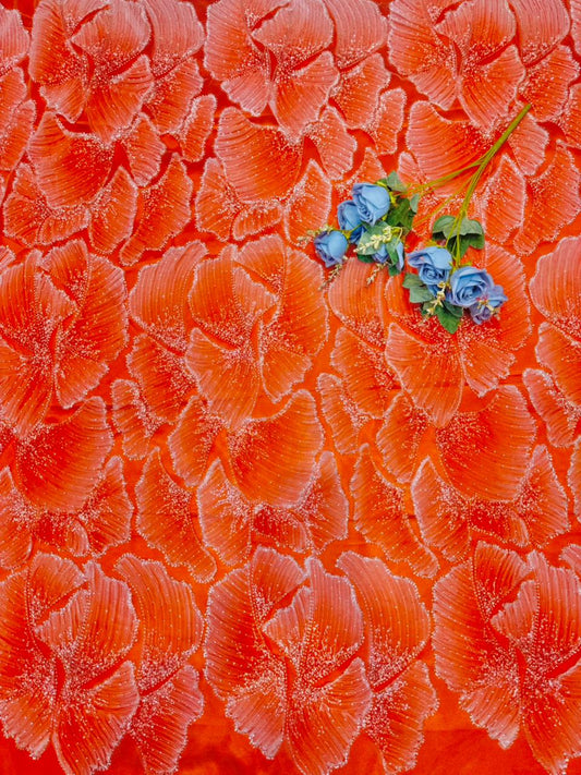 Luxury Dream Petals Glitter Mesh Fabric width60