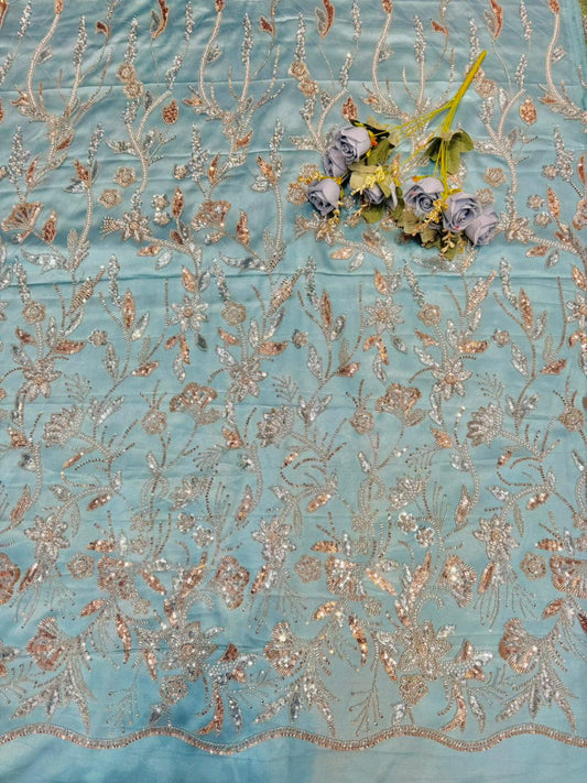 exclusive handmade Dream Petals Glitter Mesh Fabric width60