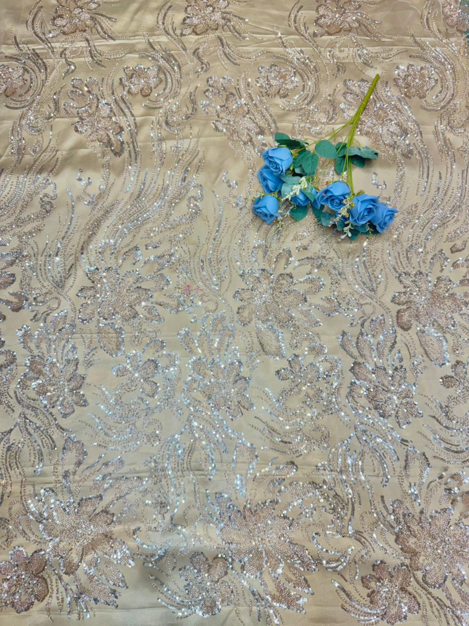 exclusive handmade Dream Petals Glitter Mesh Fabric width60