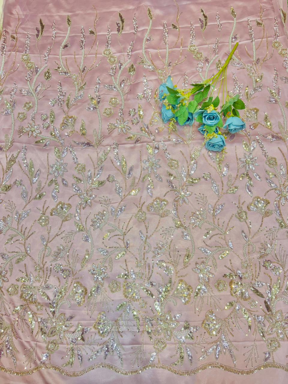 exclusive handmade Dream Petals Glitter Mesh Fabric width60
