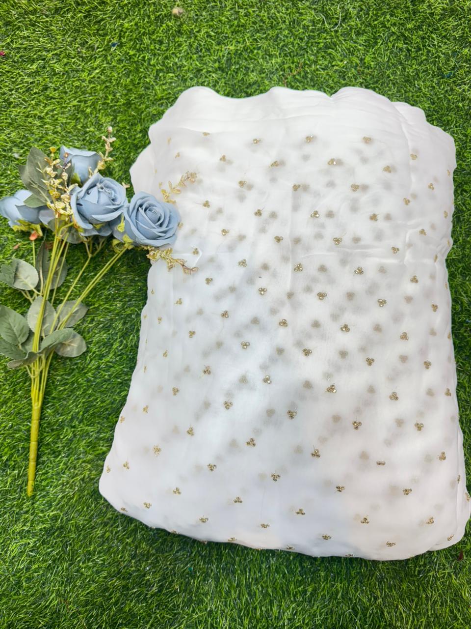 Cloud Soft Georgette Fabric – Premium Lightweight Designer Fabric Dyble ✅ width 44