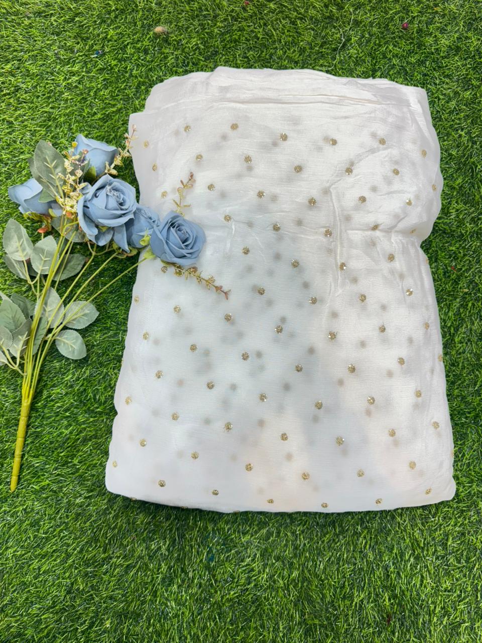 Cloud Soft Georgette Fabric – Premium Lightweight Designer Fabric Dyble ✅ width 44