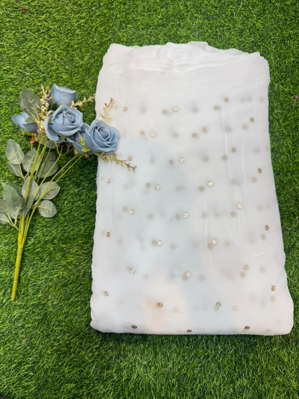 Cloud Soft Georgette Fabric – Premium Lightweight Designer Fabric Dyble ✅ width 44